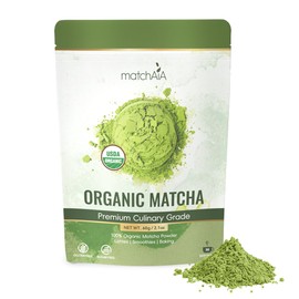 MatchAiA Organic Matcha Green Tea Powder - Premium Culinary Grade, USDA Certified, 100% Pure - Perfect for Lattes, Smoothies, Desserts and Baking - Sugar Free, Gluten Free (60g / 2.1oz Pouch)
