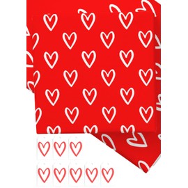 8 x Love Heart Wrapping Paper - HUGE 84cm x 60cm Eco Friendly Premium Recyclable Gift Wrap for Wedding, Anniversary, Birthday or Valentines Day (8 Sheets & 8 Tags)