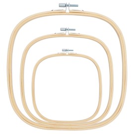 Caydo 3 Pieces 3 Sizes Square Embroidery Hoops Adjustable Circle Cross Stitch Hoop Embroidery Frames for Sewing, Needlework, DIY Embroidery Craft