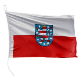 FLAGLY Premium Boat Flag Thuringia 20 x 30 cm - 115 g/m² Fabric Weight - Printed, Robust with Knit & Loop, Boat Accessories Motor Boat (20 x 30 cm - Thuringia)