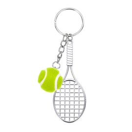[PATIKIL] Tennis Key Chain Metal Tennis Racquet Keychain Sport Novelty Charm Pendant Backpack Gift Party Favor Sports Fan Green