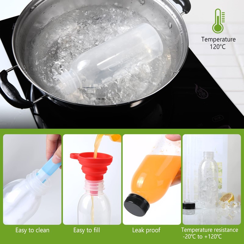 zmybcpack 12 Pack 16oz PP Heat-Resistant Plastic Juice Bottles with