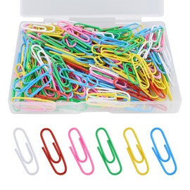200 Pcs Coloured Paper Clips, 28 MM Paper Clamps for Office Stationery, Paper Clips Clamps Document Paper Clips, Metal Paper Clips Clamps with Plastic Box, Paperclips Assorted Colors