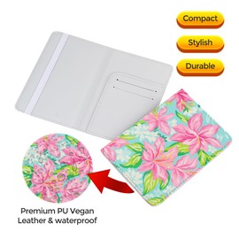 Jolitee Passport Holder Travel Wallet – Premium PU Vegan Leather, Compact & Waterproof Passport Case with Card Slots & Elastic Closure, Green Floral