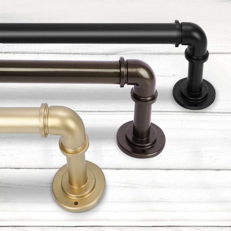 OLV Gold Industrial Curtain Rods for Windows 48 to 84