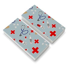 Nurse Doctor Pattern Healthcare Stethoscope Thermometer Eraser Set of 2