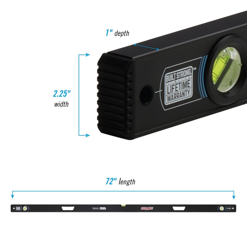 CHANNELLOCK 72-Inch, Professional-Grade Aluminum Box Level with Solid Block Acrylic