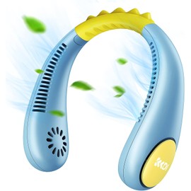 Ventilador de Cuello para Niños, Ventiladores Portátiles sin Aspas para Niños de 4 a 14 Años, Mini Ventilador de Refrigeración Personal Usb de 2600 Mah para Viajes/acampar/estudio, 4 Velocidades