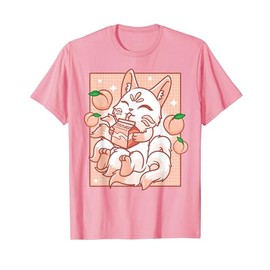 Japanese Kitsune Anime Fox Kawaii Peach Milk Men Women T-Shirt