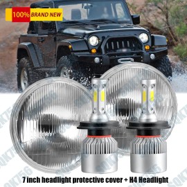 Unbranded 7 Inch led GLASS Headlight Round, ORIGINAL CLASSIC LOOK conversion Chrome pair