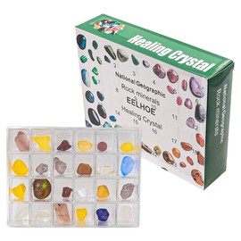 CENPEK Advent Calendar Crystal Rocks 24 Days Natural Crystal Agate Stone Minerals Fossils Enthusiasts Gift Rock Collection Countdown Calendar Xmas Girls Crystals for Kids