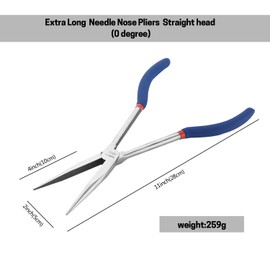 WISEPRO 11 Inch Extra Long Reach Needle Nose Pliers, Straight Long Nose Pliers for Home Craft Car Repairing