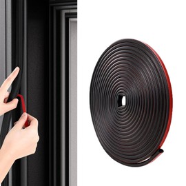 Weather Stripping Door Seal, Silicone Weather Stripping Self Adhesive Door Weather Strip D Shaped Door Seal Strip for Door Frame/Window Seal 19.7ft Black（3/8" W × 1/4" T）
