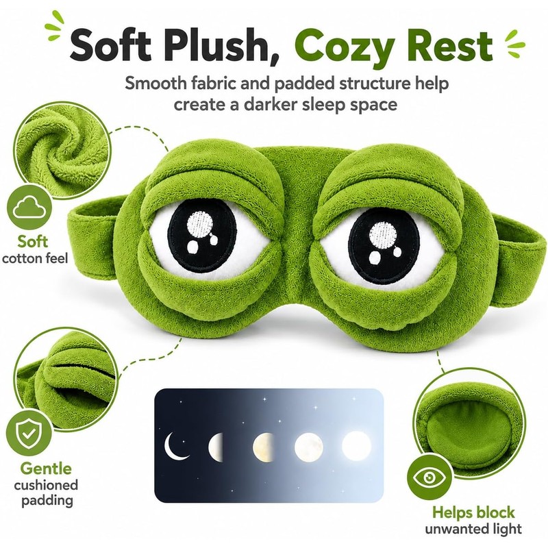 3D Frog Sleep Mask, Antifaz Para Dormir Gracioso, Frog Eye