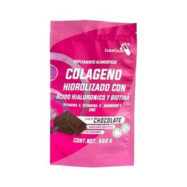 Colágeno Hidrolizado Premium ISAAQUIM con Ácido Hialurónico, Biotina, Citrato de Magnesio, Zinc y Vitaminas C y E  500 g  Sabor Chocolate  Belleza y  