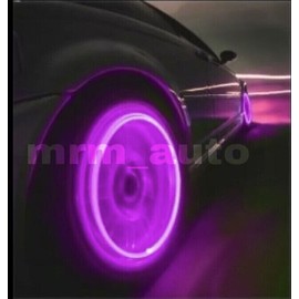 FF LED Purple Lights 2X NON FLASH Tire Wheel Valve Stem Cap Motorcycle Car Truck