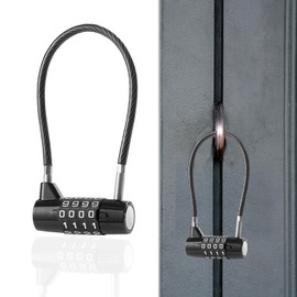 4 Digit Combination Padlock,1PCS Steel Cable Padlocks with Code,Long Padlock,Outdoor Safety Padlocks for Sheds,Gyms,Lockers,Suitcase