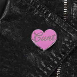 Pink Heart Enamel Pin Cunt Brooch Lapel Pin Alloy Brooches Badges Clothes Hat Backpack Accessory Women Jewelry Gifts