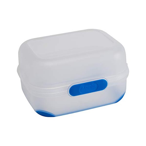 Addis 518346 Clip & Go Duo Compartment Lunchtime Sandwich Snack Food Storage Box Container, 1.7 Litre, Cobalt Blue