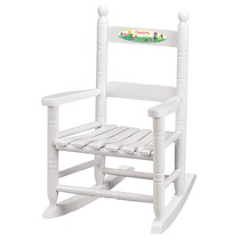 Fox Valley Traders Custom Childrens Rocking Chair, Features Classic Rocker Design and Hardwood Construction, White Finish with Flowers & Buterflies Design