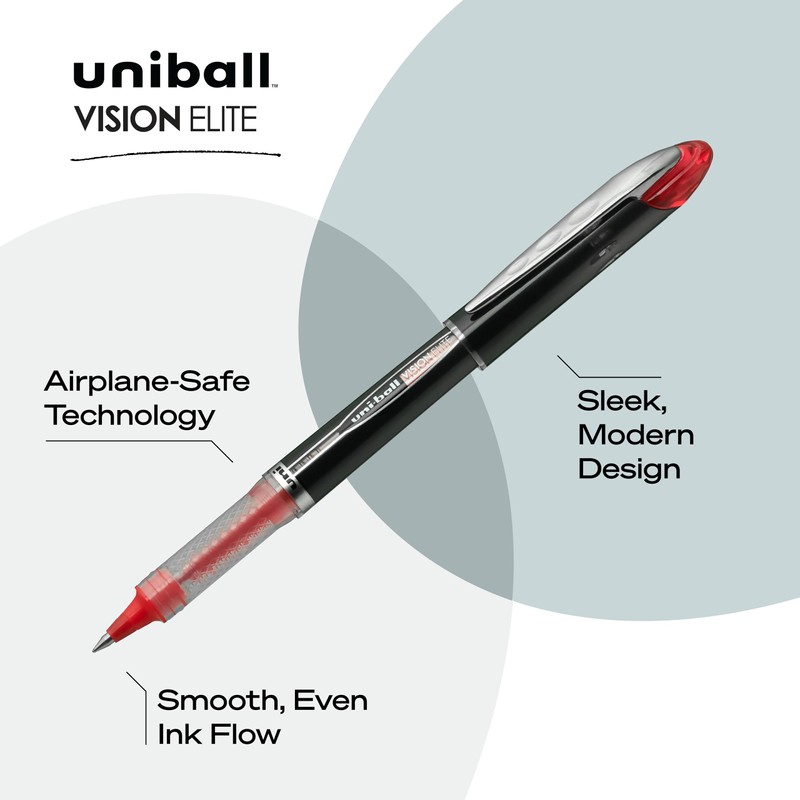 Uniball Vision Elite Rollerball Pens; Assorted Pens Pack of 8;