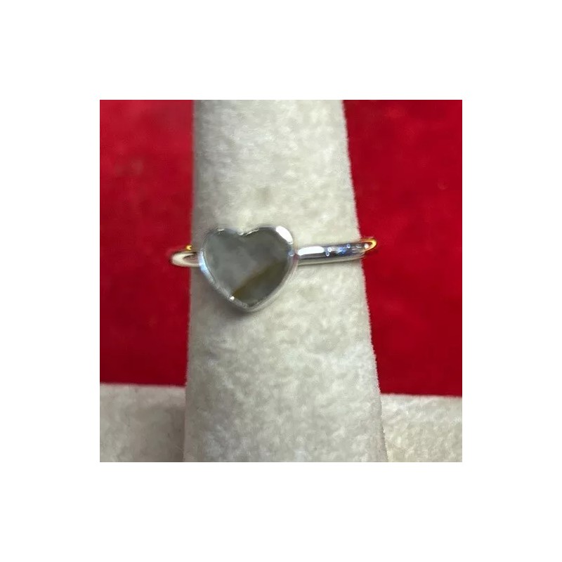 Natural Creations sterling silver stackable ring Size 6 Labradorite Heart