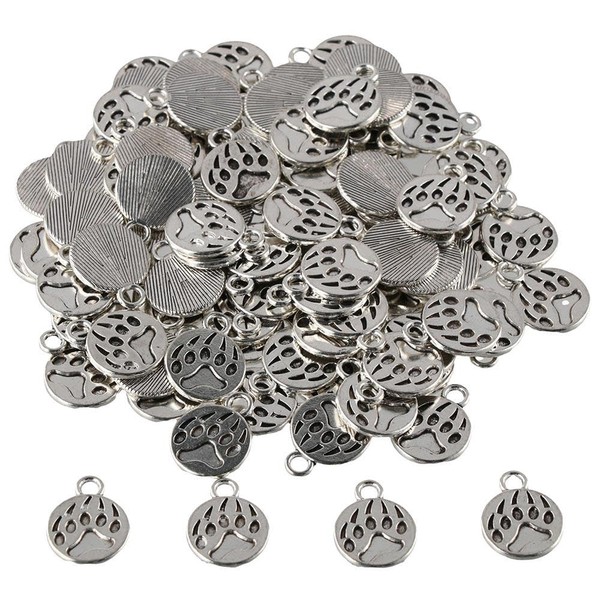 hobbyhub 100Pcs Bear Paw Pattern Charms,0.71x 0.58inch Metal Hollow Charms,for