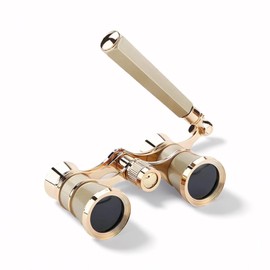 Opera Glasses Binoculars,3X25 Theater Binoculars with Foldable Handle for Adults Kids Women,Small Portable Opera Glasses for Theater and Concert Viewing (Gold with Handle)