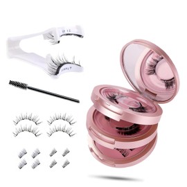 Neuytiky Magnetic Eyelashes 3D Volume Set - Reusable Magnetic Eyelashes, Without Glue, Magnetic Eyelashes, For Natural Look & Glamorous Eyes, Includes Eyelash Curler (Black)