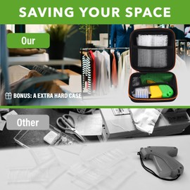 Standard Tagging Gun for Clothing with Case, Standard Retail Price Tag Attacher Gun Kit for Clothes Labeler with 6 Needles & 1100Pcs 2" Barbs Fasteners, Price Tag Gun for Store Warehouse Yard Sale