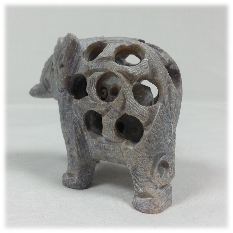 Soapstone Elephant Statuette - 5cm Soapstone Elephant Figurine - Small