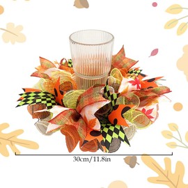 2 anillos para velas de arpillera de otoño, color naranja, cosecha de Acción de Gracias, o para uso como pequeñas coronas, centro de 3 pulgadas (naranja)