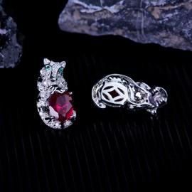 ER1-4-0002(RED) 925 Created Ruby Earrings