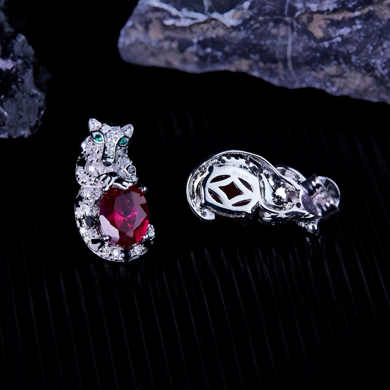 ER1-4-0002(RED) 925 Created Ruby Earrings