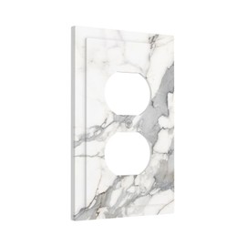 Ukutarly Gray White Marble Outlet Covers Decorative Electrical Wall Plate Light Switch Cover Grey Outlet Faceplate Switchplate Receptacle Cover For Kitchen Home Office Room