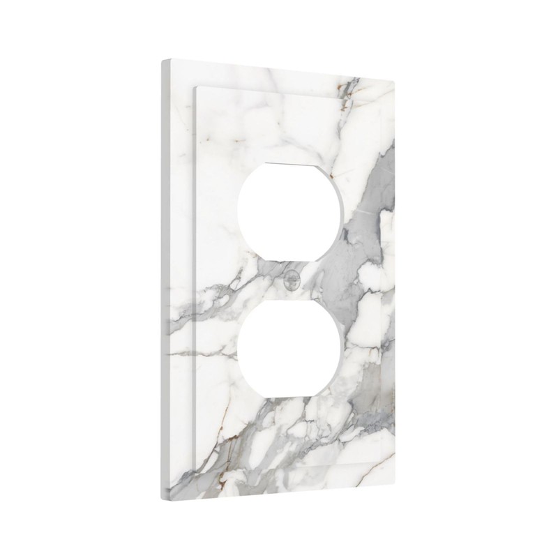 Ukutarly Gray White Marble Outlet Covers Decorative Electrical Wall Plate