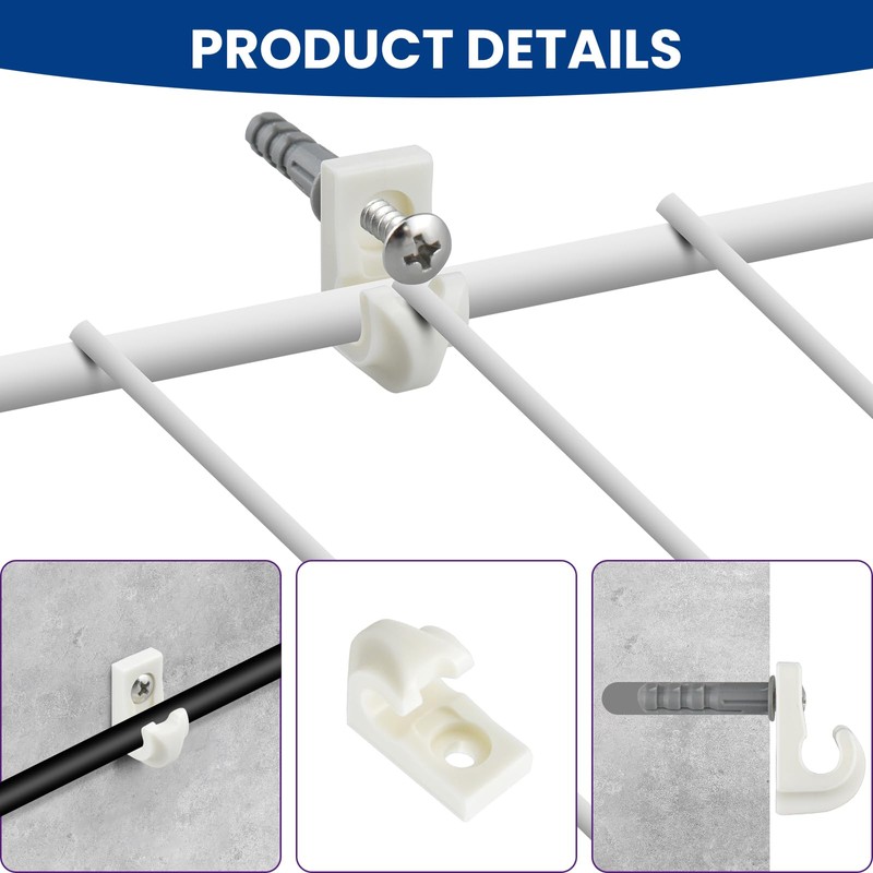 ZIUZI Wire Shelf End Bracket and White Down Wall Clips