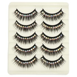 KALLORY 10 Pairs Diamond False Eyelashes Rhinestone Performance Eyelash Realistic Eyelash Women Eyelash Natural False Lashes Long Fake Lash Chemical Fiber Hard Stem Make up Cosmetic