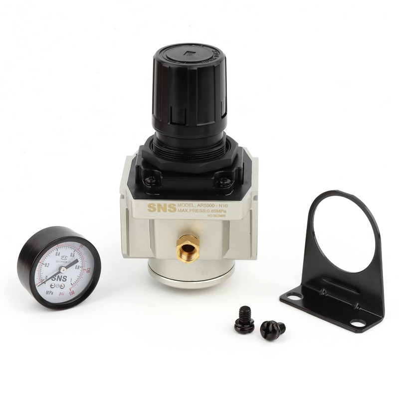 SNS Air Compressor Pressure Regulator With Bracket and Gauge Female