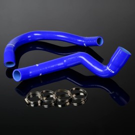 PIT66 Silicone Radiator Hose Kit,Compatible with 91-01 Jeep Cherokee XJ 4.0L l6 Blue with Clamps