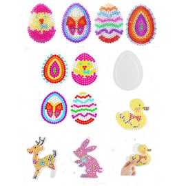Happy Price Toys Midi 5 mm Ironing Beads Pegboard Set Easter, 4 Transparent Pegboards with 7 Templates, Duck, Rabbit, Egg, Deer