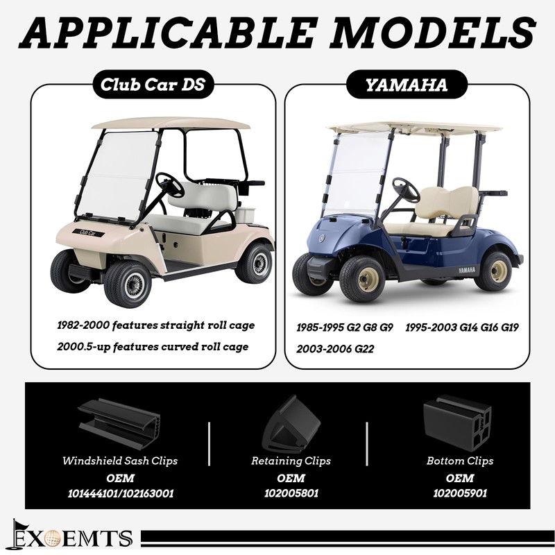 EXOEMTS Club Car Windshield Retaining Clip Kit, Golf Cart Windshield