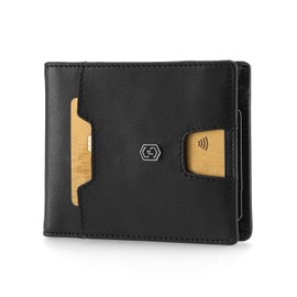ZNAP® Slim Wallet Credit Card Case | Men's Wallet | Card Holder Wallet | Men's Wallet | Men's Wallet with RFID Protection, Black Smooth, Minimalist