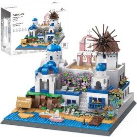 Apostrophe Games Santorini Building Block Set - 1380 Pieces - Model Building Blocks for Adults and Kids - Greece's Island Architecture Kit Famous Landmark Series