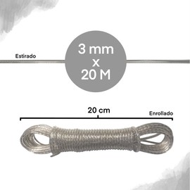 Outdoor Clothesline Rope, Outdoor Clothes Line with Steel Core, Plasticized Steel Rope Various Sizes to Choose, Plasticized Steel Clothesline (3 mm x 20 Metres)