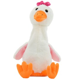 Kögler 75997 Gabi Goose Goose with Bow, Approx. 26 cm Tall, Plush Toy with Playback Function, Chatters Everything and Moves