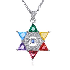 YAFEINI Star of David Necklace Sterling Silver Evil Eye Necklace Jewish Religious Jewellery Gifts for Women