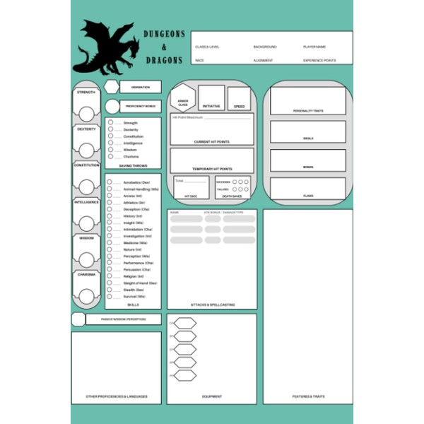 6x9 DND Campaign Journal: 5E Character Sheet Cover Lined Notebook