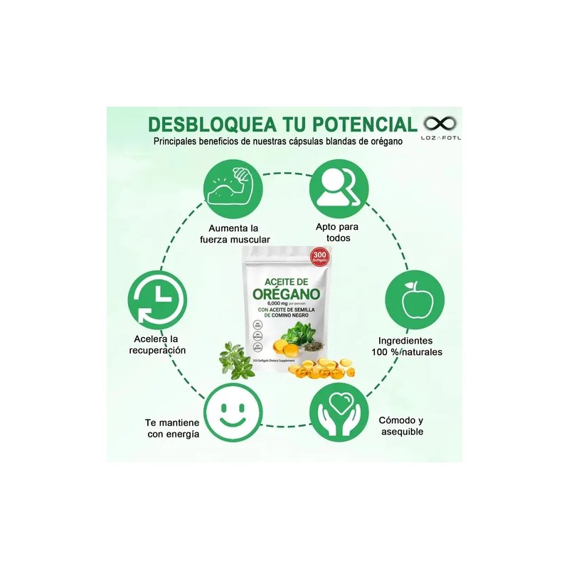 Aceite De Oregano 6000mg 300 Capsulas Blandas Bienestar Puro