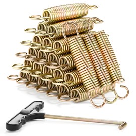 LUDACOO 5" Trampoline Springs, Heavy Duty Stainless Steel Trampoline Accessories with Swivel & Straight Hooks, Universal Trampoline Replacement Parts Includes T-Hook Tool, 24 Pack